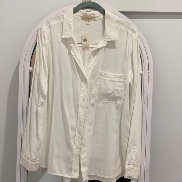 NWT - ANTHROPOLOGIE WHITE BUTTON UP - Picture 1 of 4